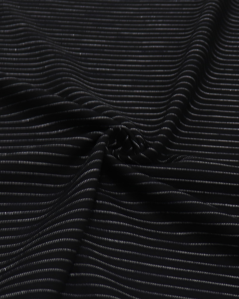 Tecido Microfibra de Alfaiataria Italiano Risca de Giz Preto com Lurex