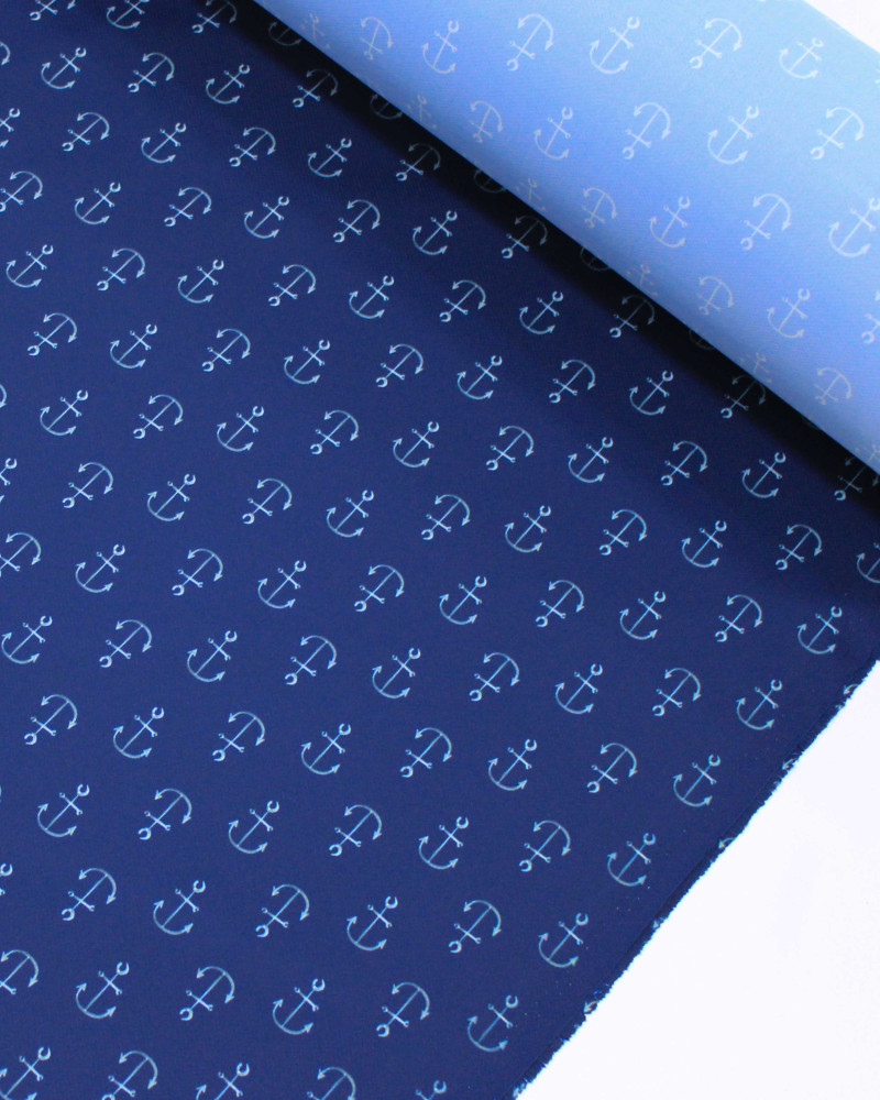 Tecido Tactel Âncoras Tons de Azul