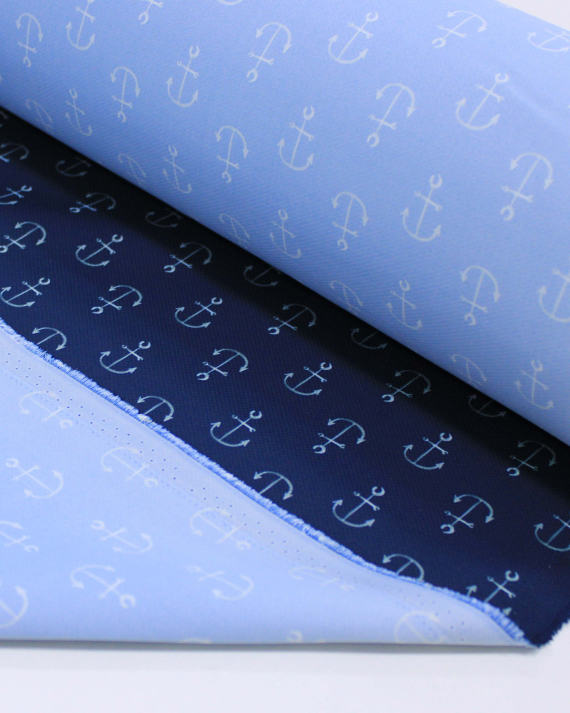 Tecido Tactel Âncoras Tons de Azul