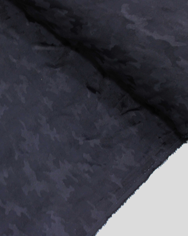 Tecido Viscose Texturizada Brocado Camuflado Tons de Preto
