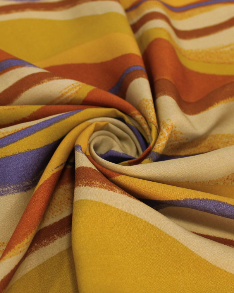 Tecido Viscose Listras Ondulares Tons Terrosos