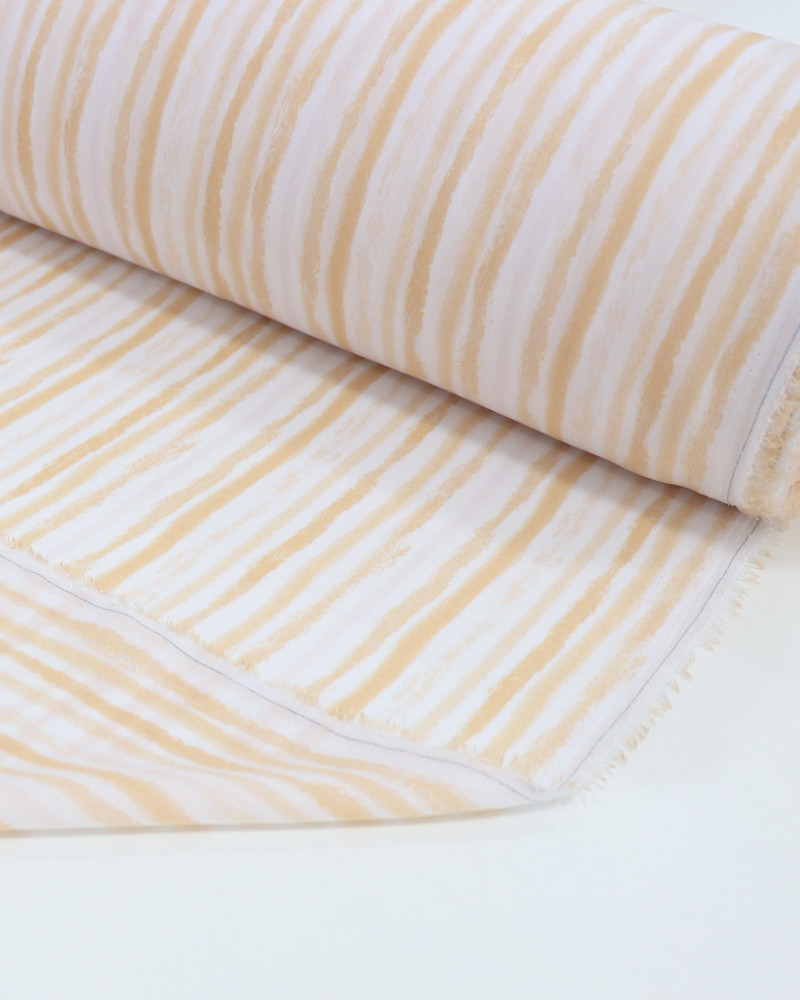 Tecido Crepe Koshibo leve Listrado Tons de Laranja