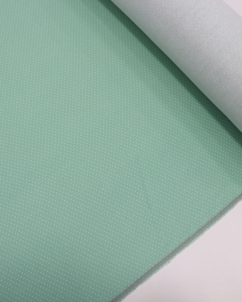 Tecido Linho Misto Estampado Micro Poá Branco e Verde Menta