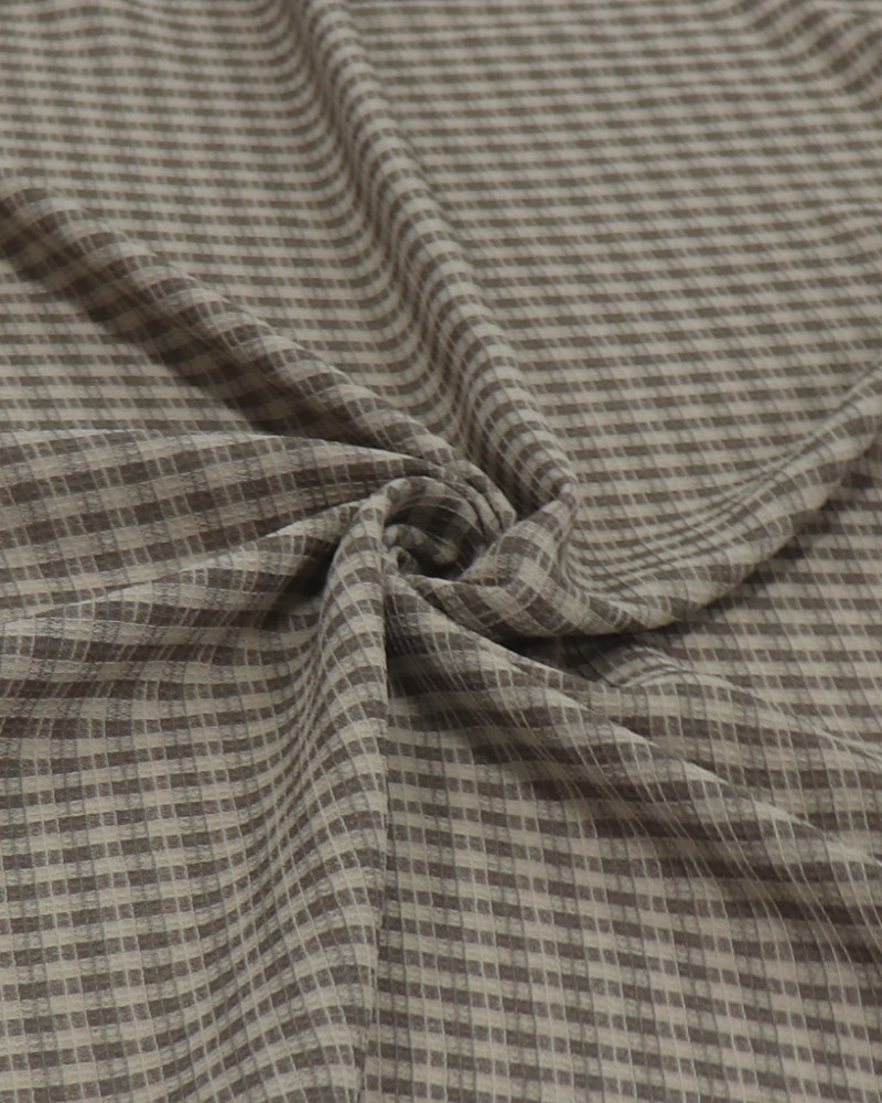 Tecido Crepe de Alfaiataria Quadriculado Tons Neutros