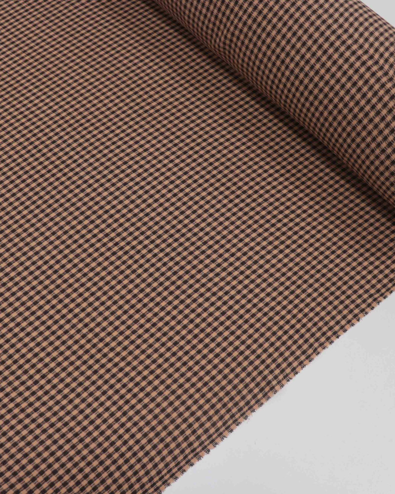 Tecido Crepe de Alfaiataria Quadriculado Salmão e Preto (1.4m)