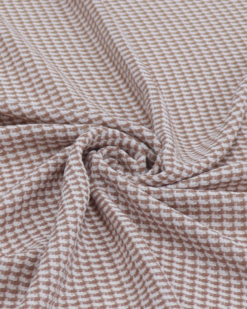 Tecido Crepe de Alfaiataria Micro Geométrico Nude e Branco