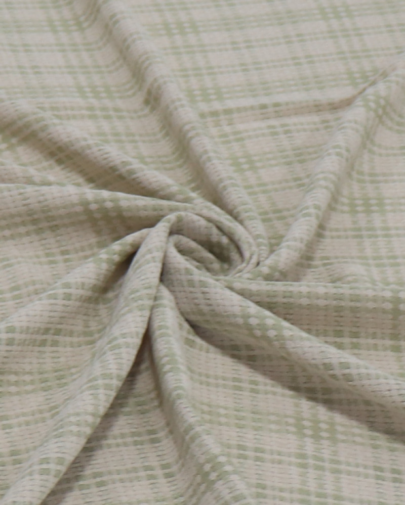 Tecido Crepe de Alfaiataria Xadrez Duplo Verde e Palha