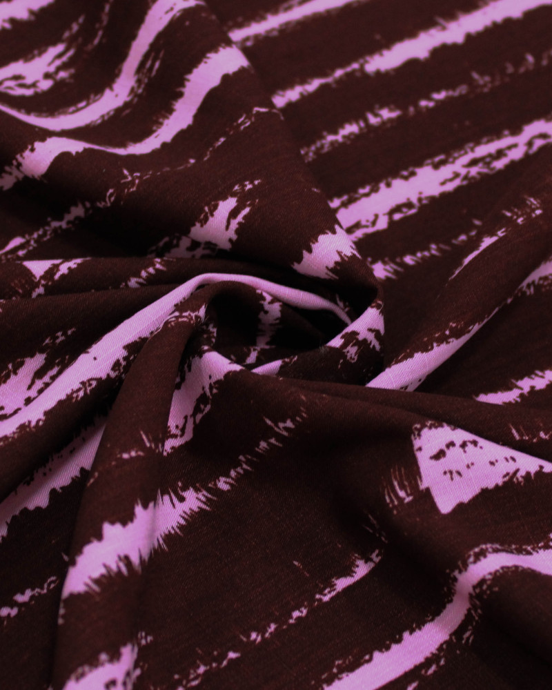 Tecido Viscose Texturizada Listras Abstratas Rosa e Borgonha
