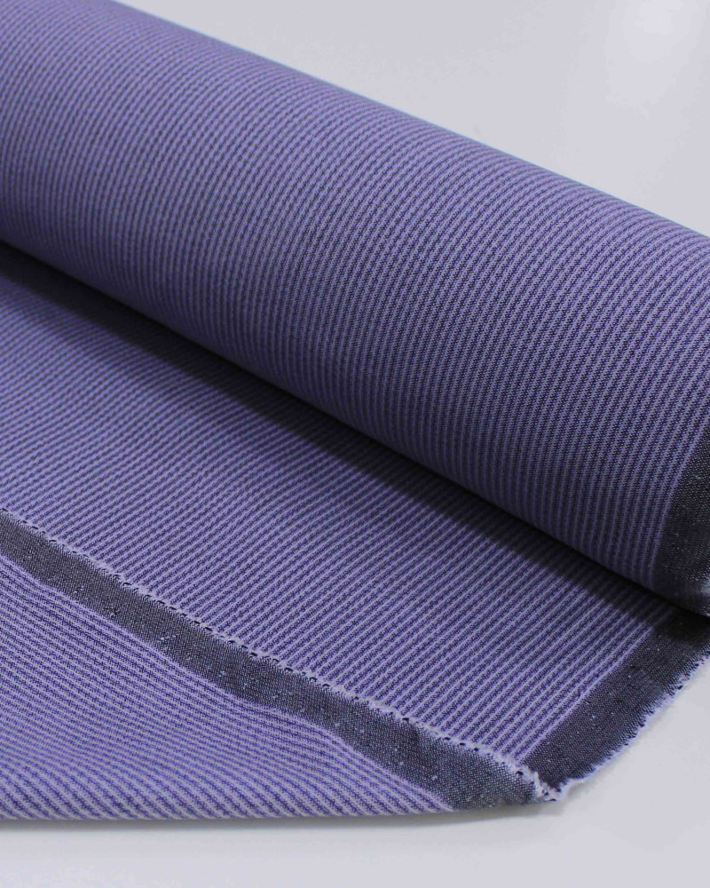 Tedido Linho Misto Italiano Micro Listras Tons de Azul