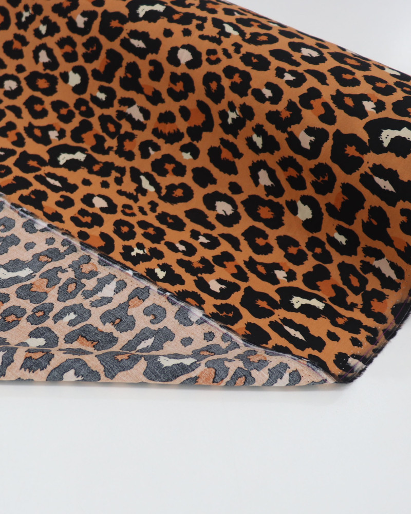 Tecido Viscose Animal Print Bege, Preto e Argila