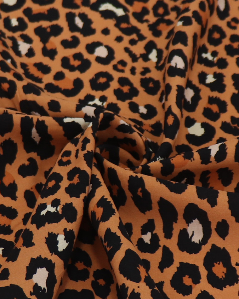 Tecido Viscose Animal Print Bege, Preto e Argila