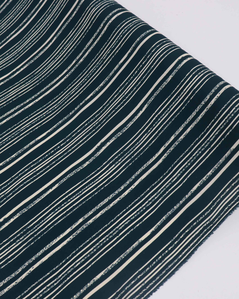 Tecido Viscose Multi Listras Creme e Verde Esmeralda (0.5m)