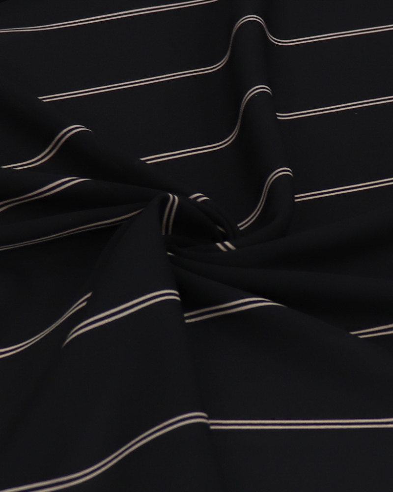 Tecido Crepe Koshibo Leve Listras Duplas Bege e Preto (0.6m)