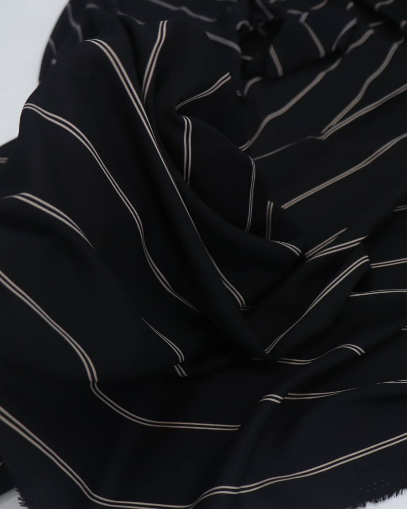 Tecido Crepe Koshibo Leve Listras Duplas Bege e Preto (2m)