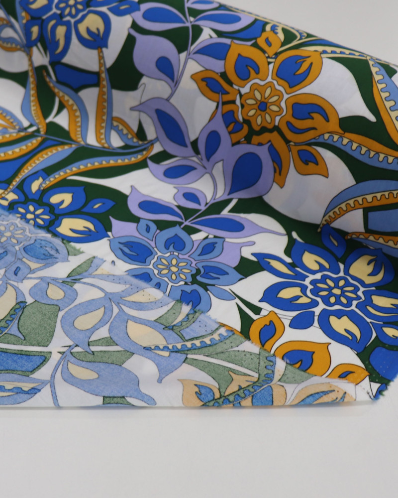 Tecido Viscose Boho Floral Tons Frios