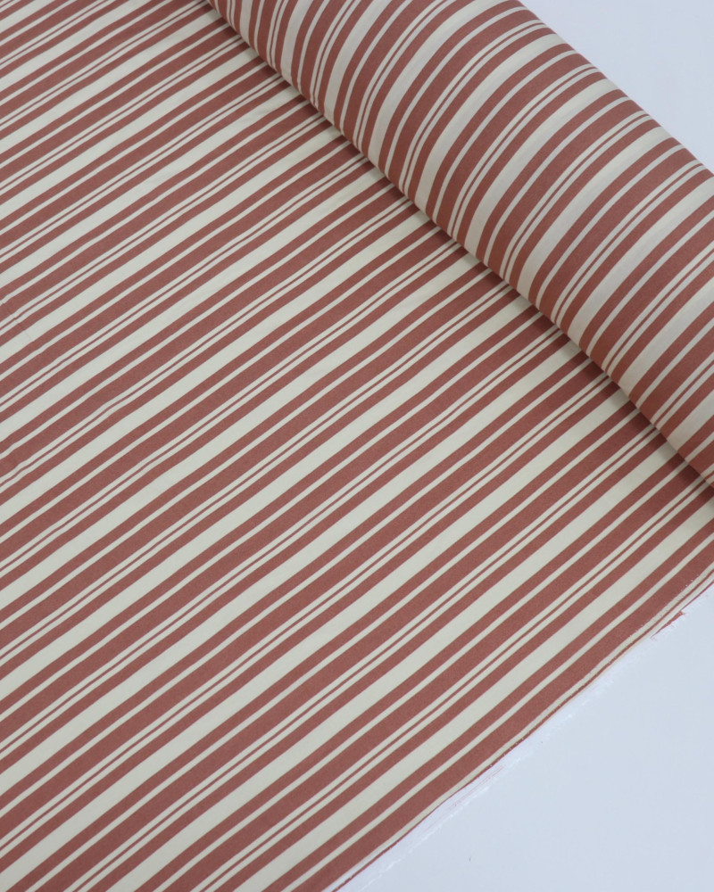 Tecido Viscose Multi Listras Creme e Castano