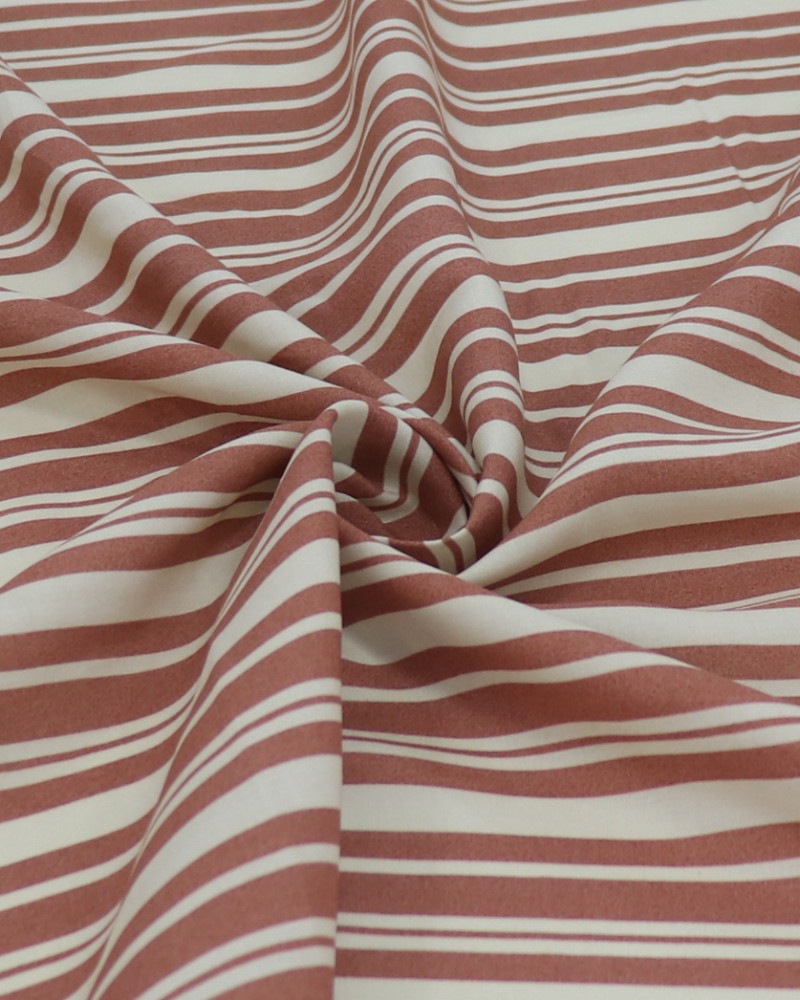Tecido Viscose Multi Listras Creme e Castanho (1.4m)