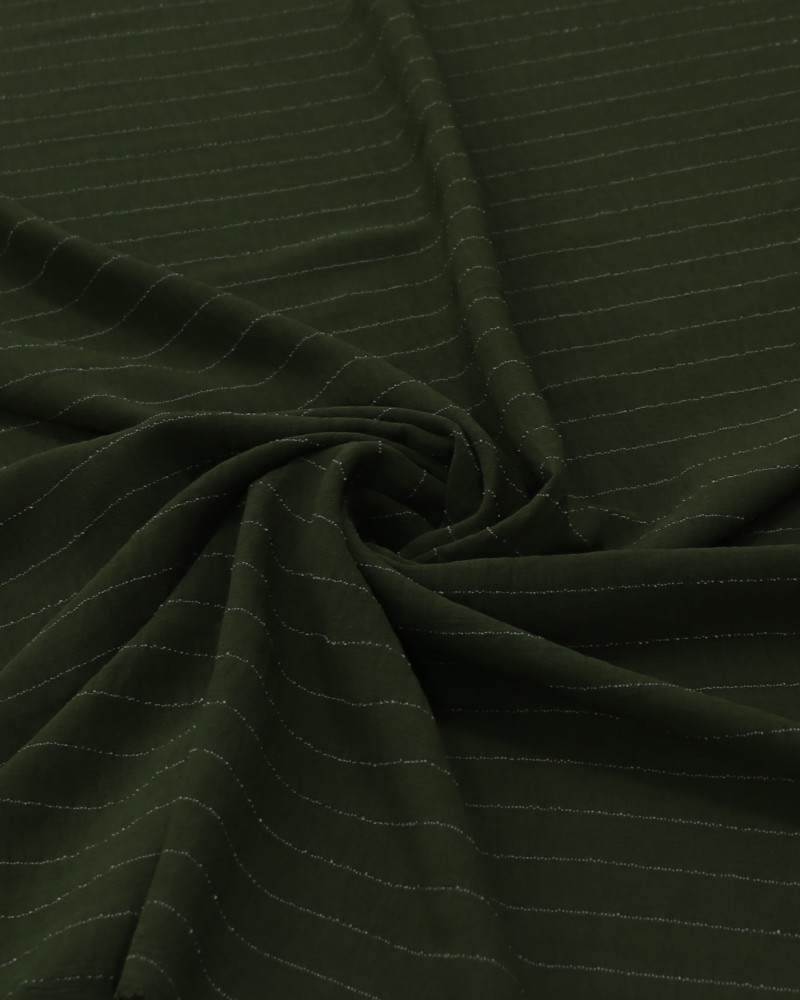 Tecido Crepe Duna Risca de Giz Branco e Verde Militar