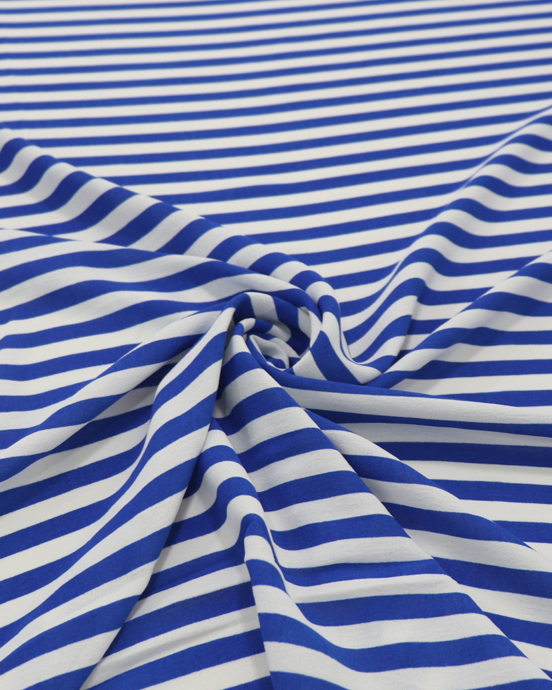 Tecido Crepe Koshibo Leve Listrado Branco e Azul