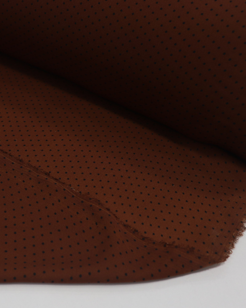 Tecido Crepe Koshibo Leve Polka Dots Preto e Marrom