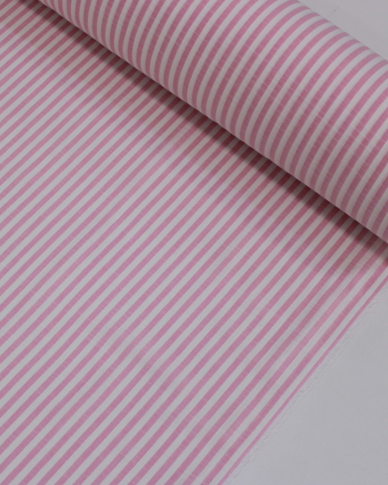 Tecido Tricoline Verano Flamê Listras Branco e Rosa
