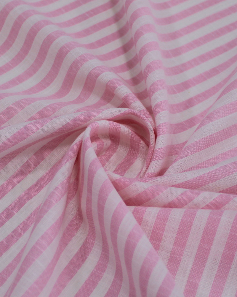 Tecido Tricoline Verano Flamê Listras Branco e Rosa
