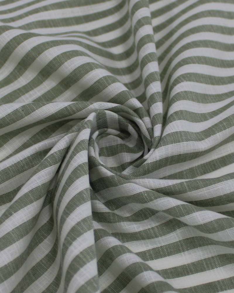 Tecido Tricoline Verano Flamê Listras Branco e Verde Sálvia