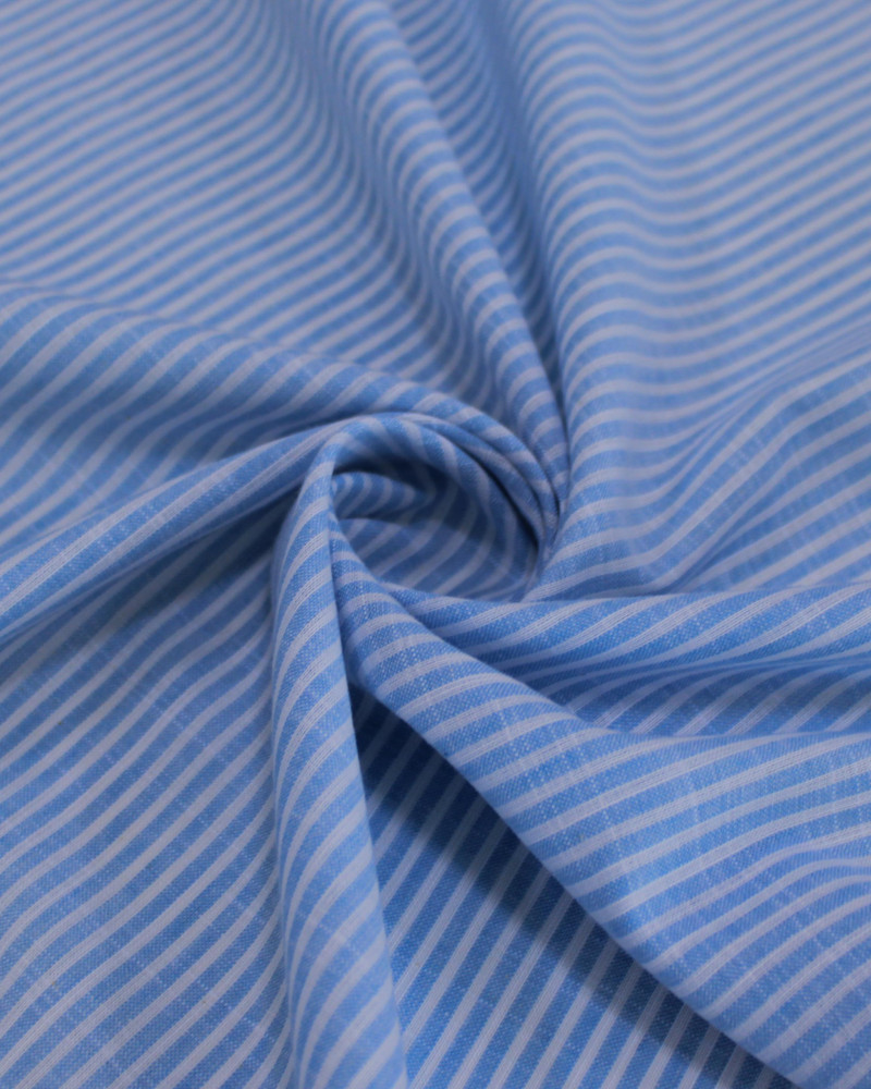 Tecido Tricoline Verano Flamê Listras Finas Branco e Azul