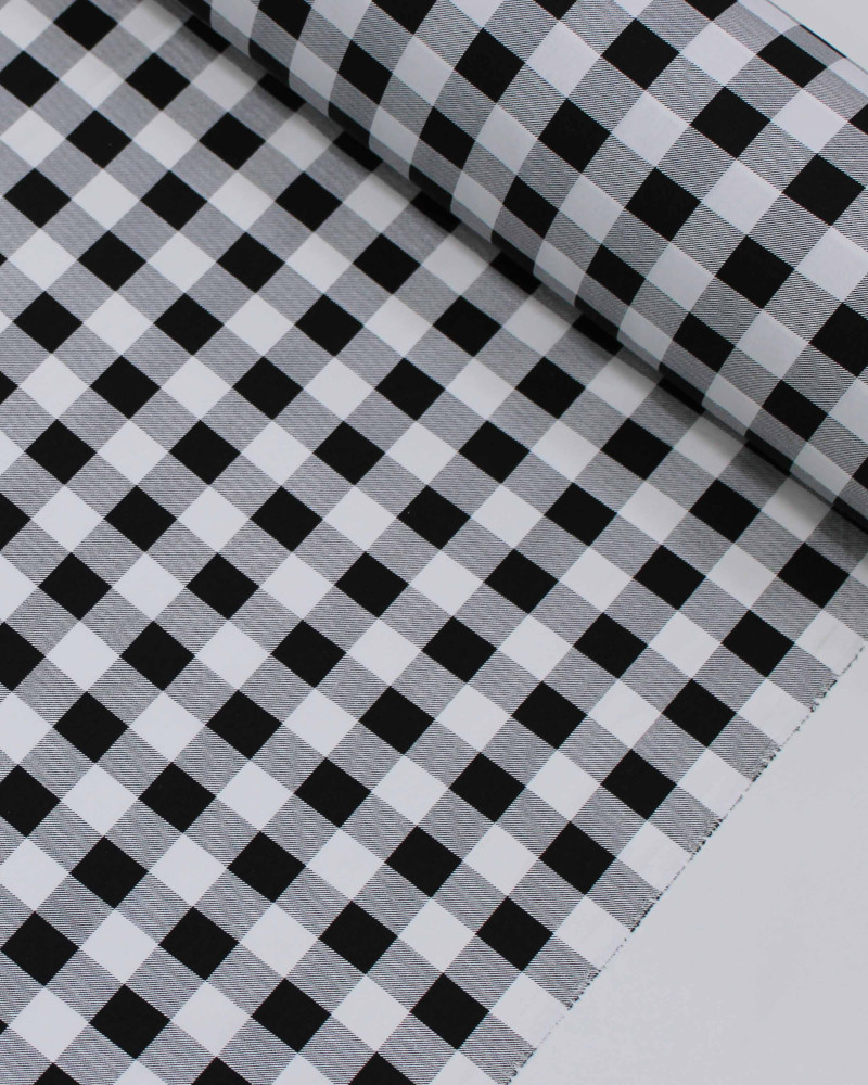 Tecido Tricoline Micro Xadrez Vichy Branco e Preto
