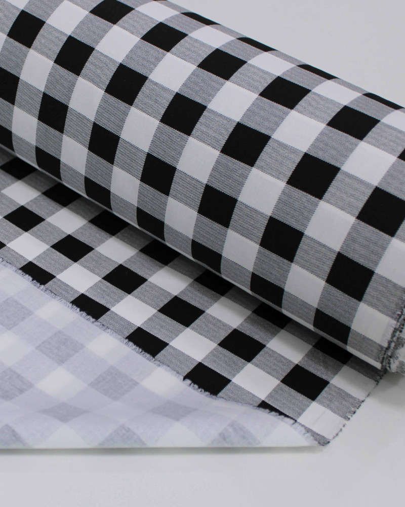 Tecido Tricoline Micro Xadrez Vichy Branco e Preto