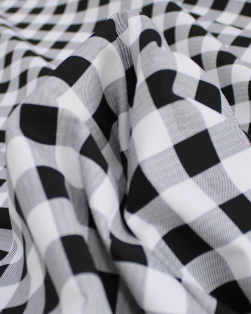 Tecido Tricoline Micro Xadrez Vichy Branco e Preto