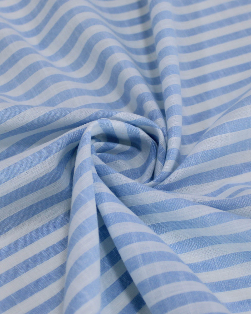 Tecido Tricoline Verano Flamê Listras Branco e Azul Bebê