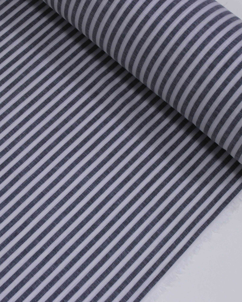 Tecido Tricoline Verano Flamê Listras Cinza e Preto