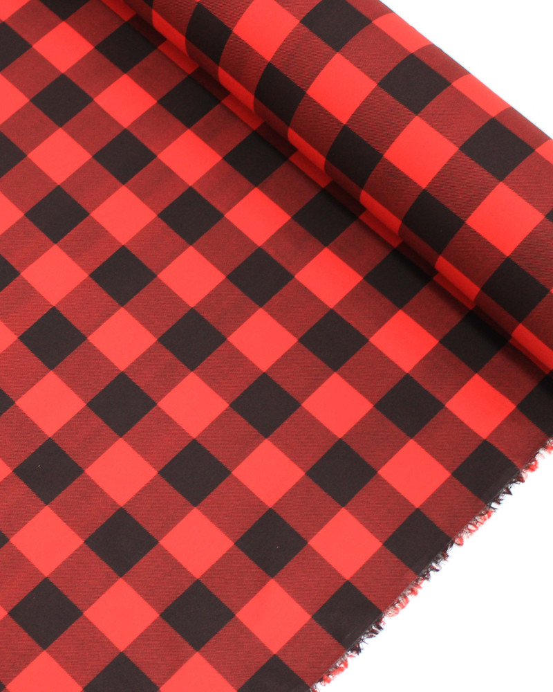 Tecido Tricoline Xadrez Vichy Preto e Vermelho