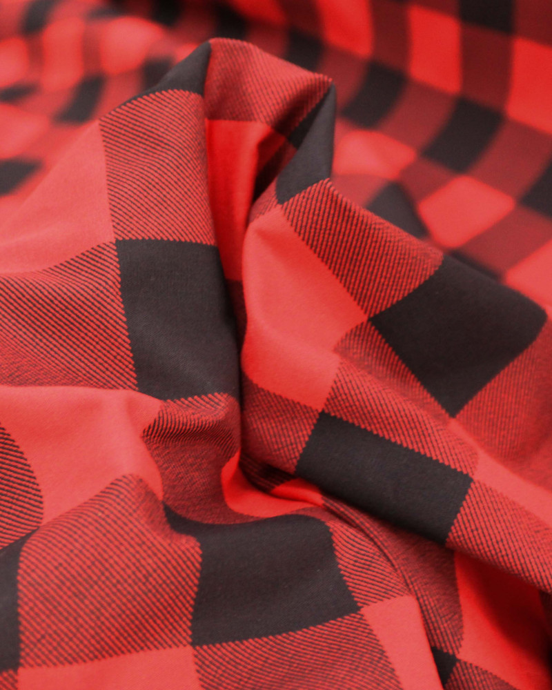 Tecido Tricoline Xadrez Vichy Preto e Vermelho