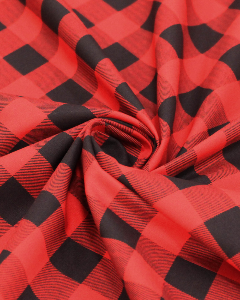 Tecido Tricoline Micro Xadrez Vichy Preto e Vermelho