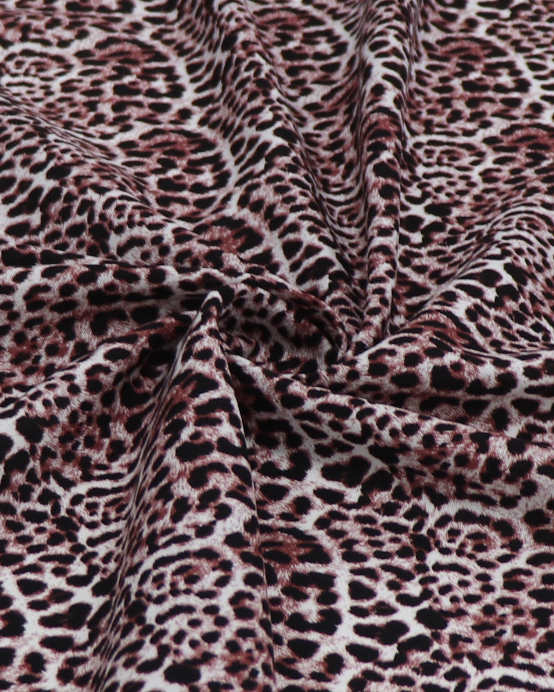 Tecido Viscose Texturizada Animal Print Preto e Mogno