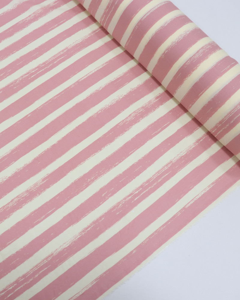 Tecido Viscose Listrado Creme e Rosé