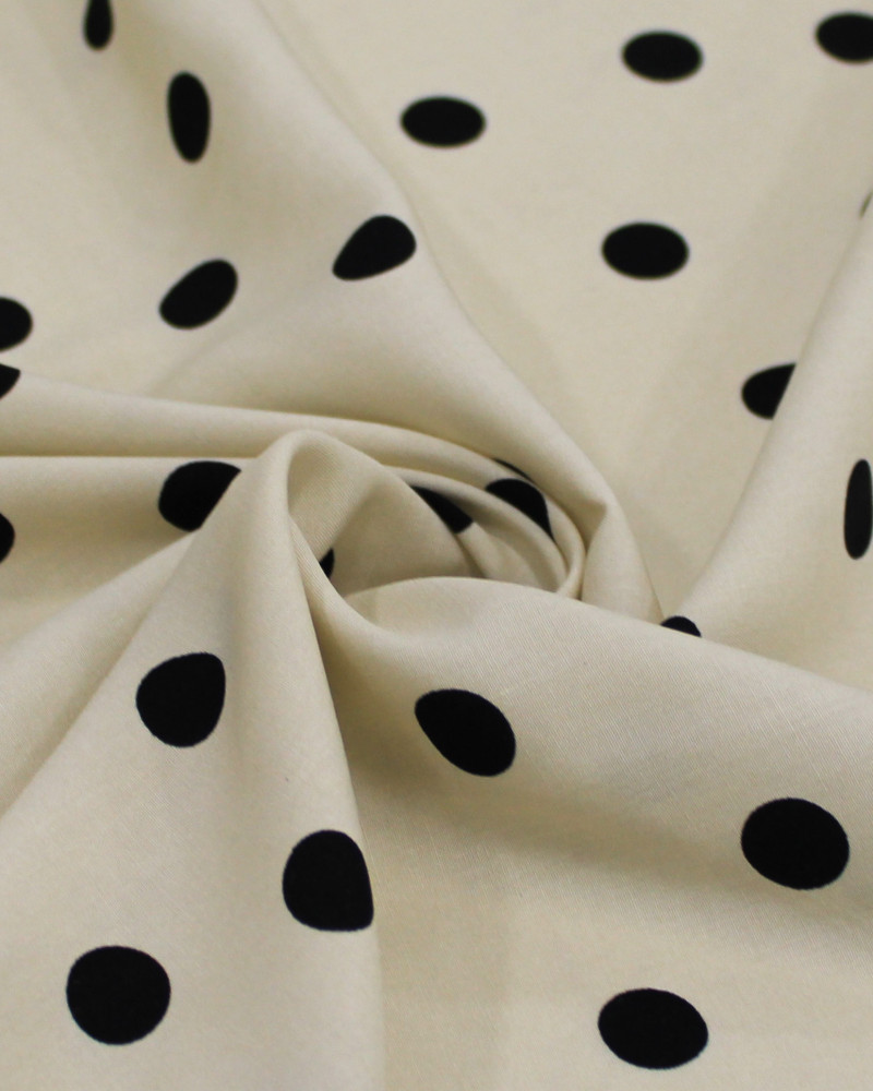 Tecido Viscose Poá Irregular Preto e Creme