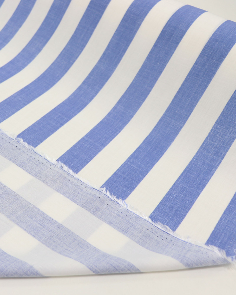 Tecido Viscose Macro Listras Azul Mescla