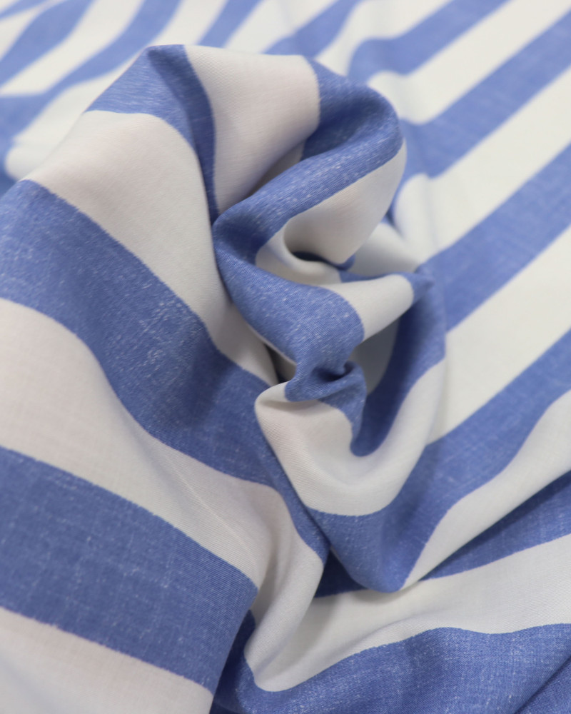 Tecido Viscose Macro Listras Azul Mescla