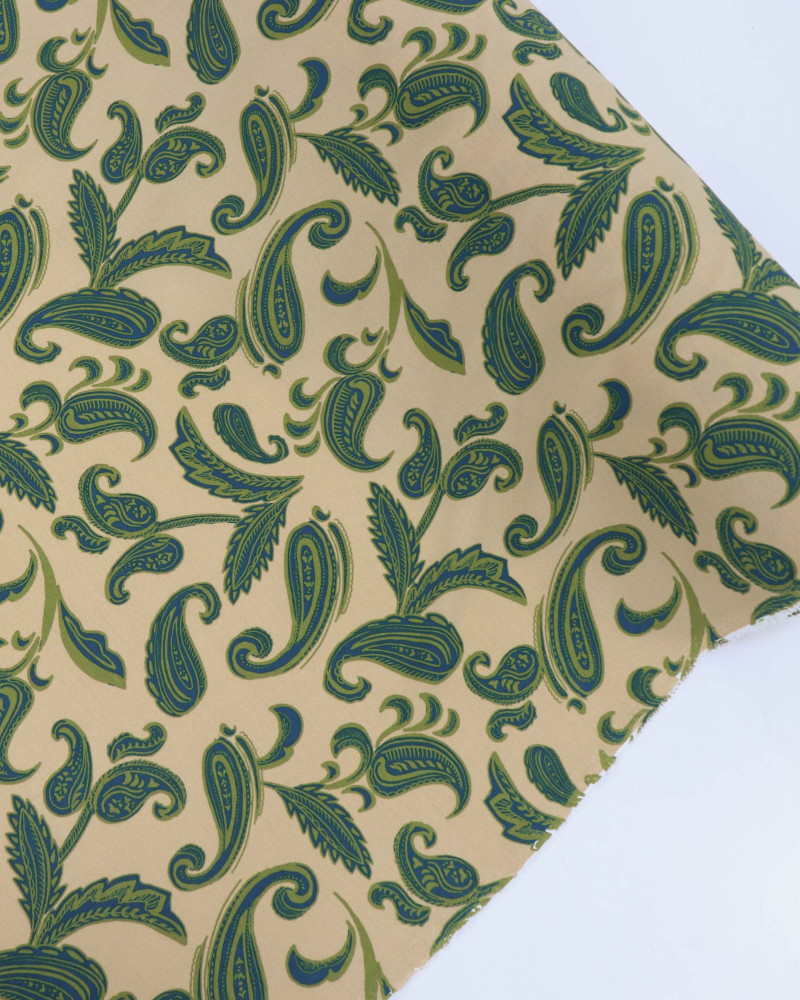 Tecido Crepe Koshibo Ramos em Cashmere Azul, Verde e Bege