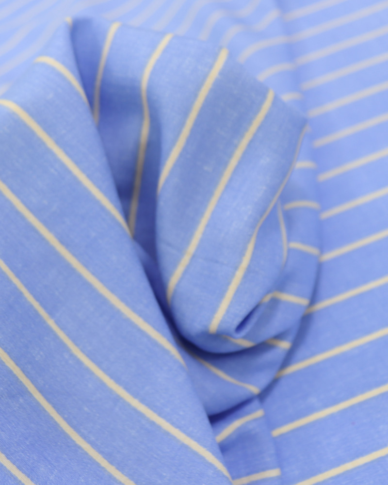 Tecido Viscose Listrado Creme e Azul Celeste
