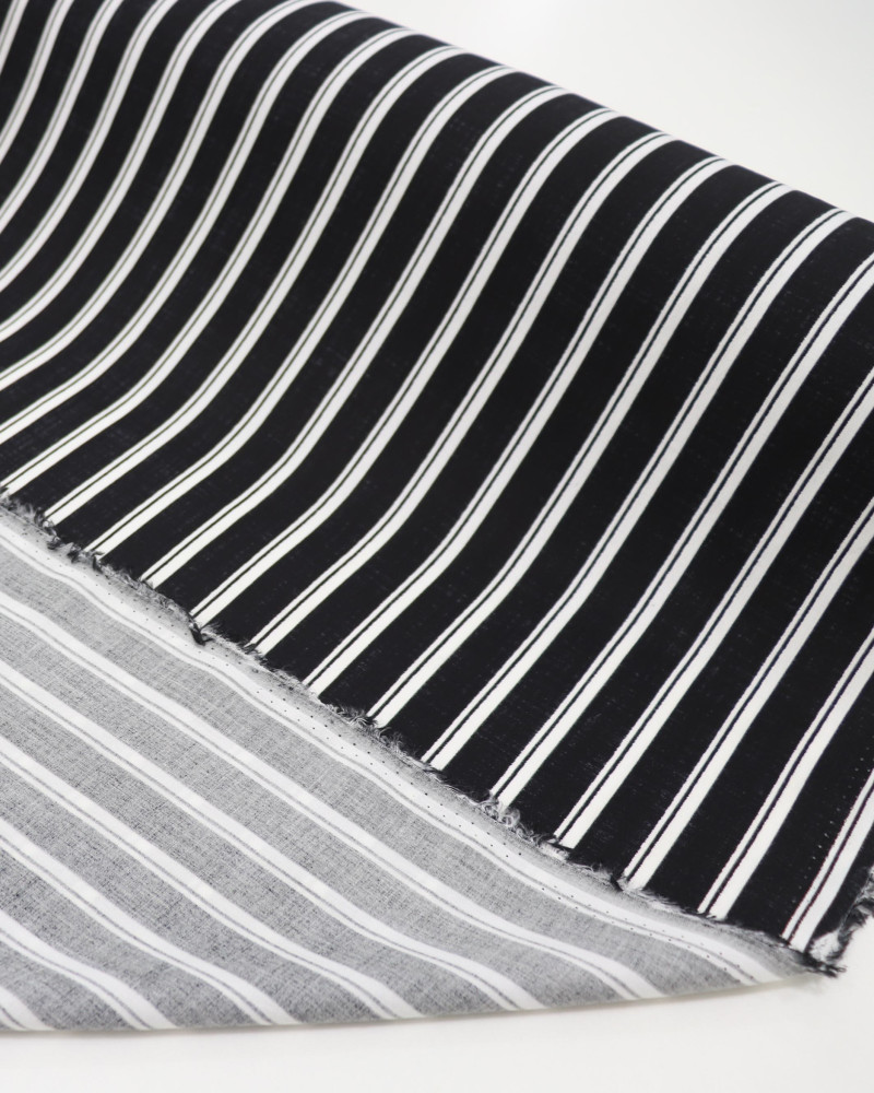 Tecido Viscose Listrado Duplo Preto e Branco