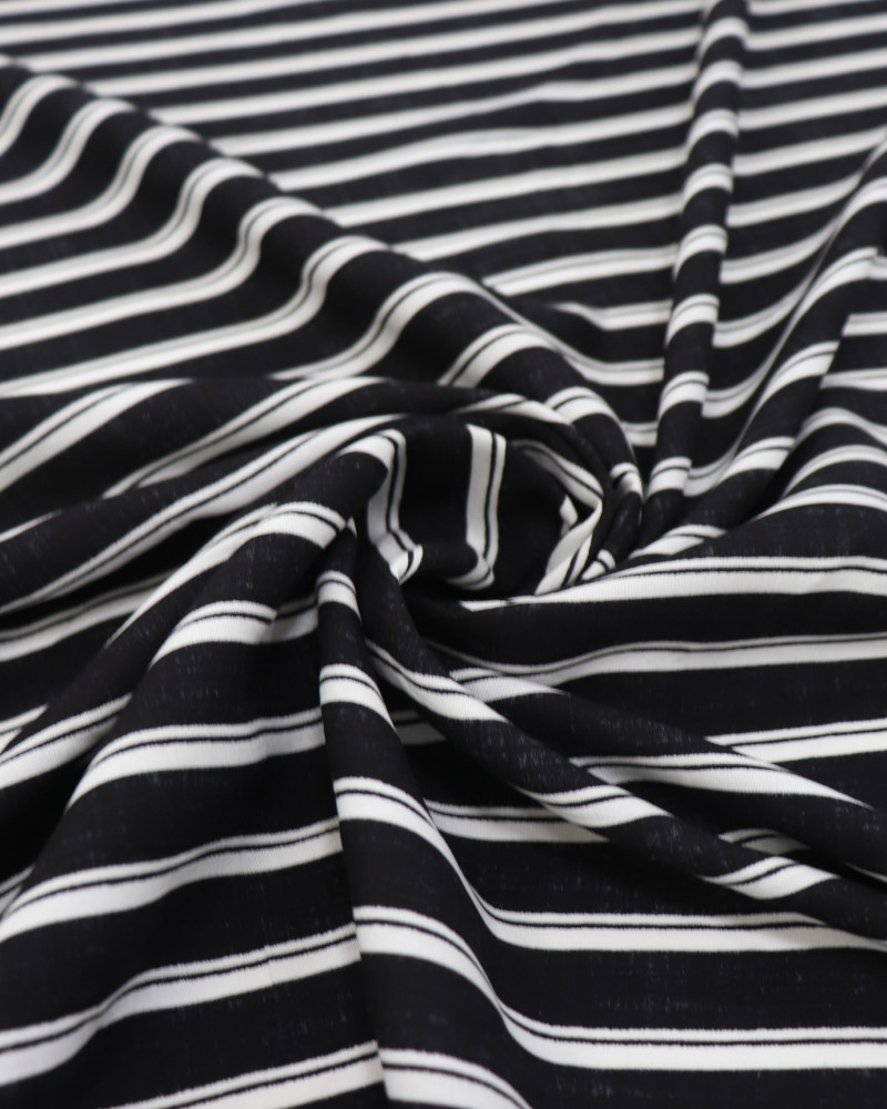 Tecido Viscose Listrado Duplo Preto e Branco