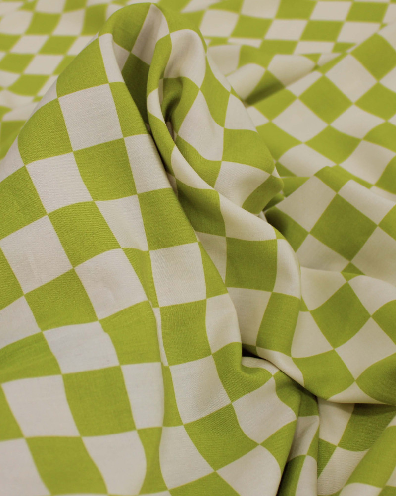 Tecido Viscose Micro Xadrez Verde Oliva