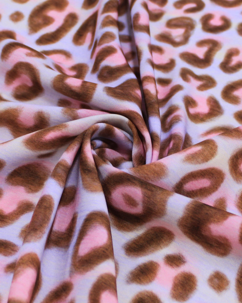 Tecido Viscose Premium Animal Print Marrom, Rosa e Azul