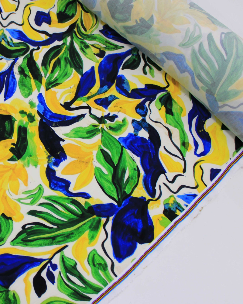Tecido Viscose Premium Brasilidade Folhagens Abstratas
