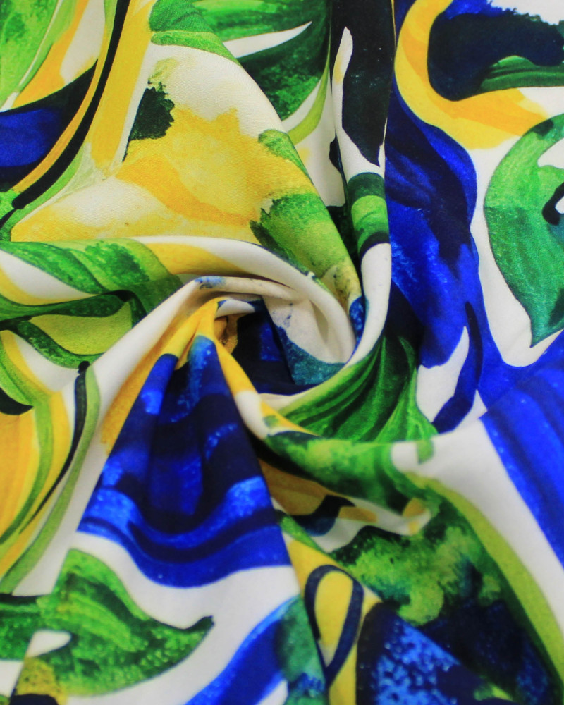Tecido Viscose Premium Brasilidade Folhagens Abstratas