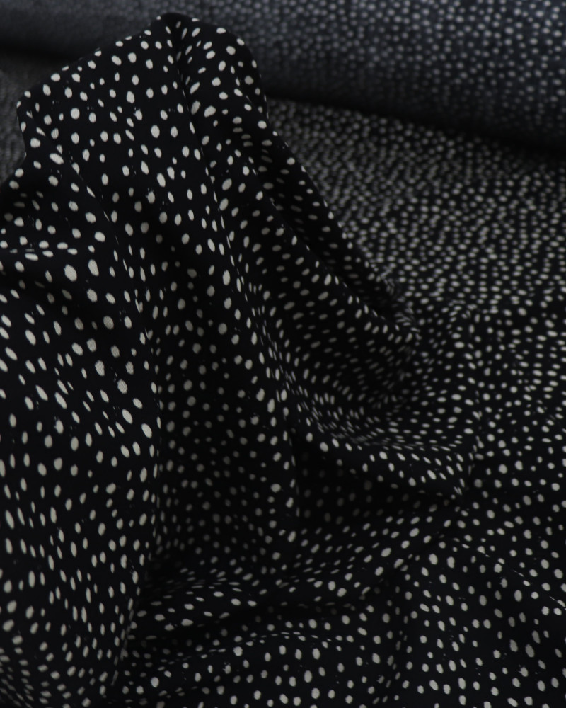 Tecido Viscose Texturizada Micro Pingos Creme e Preto